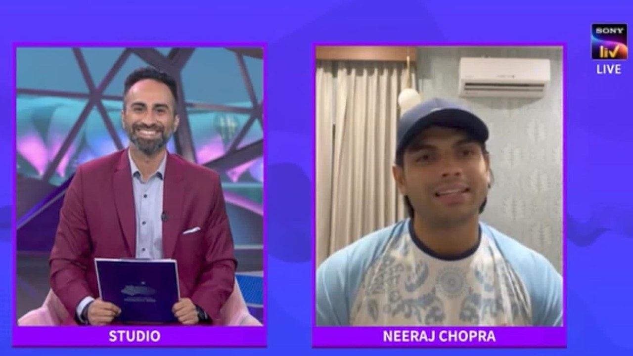 Arpit Sharma interviewing Neeraj Chopra live on Sony Sports Network